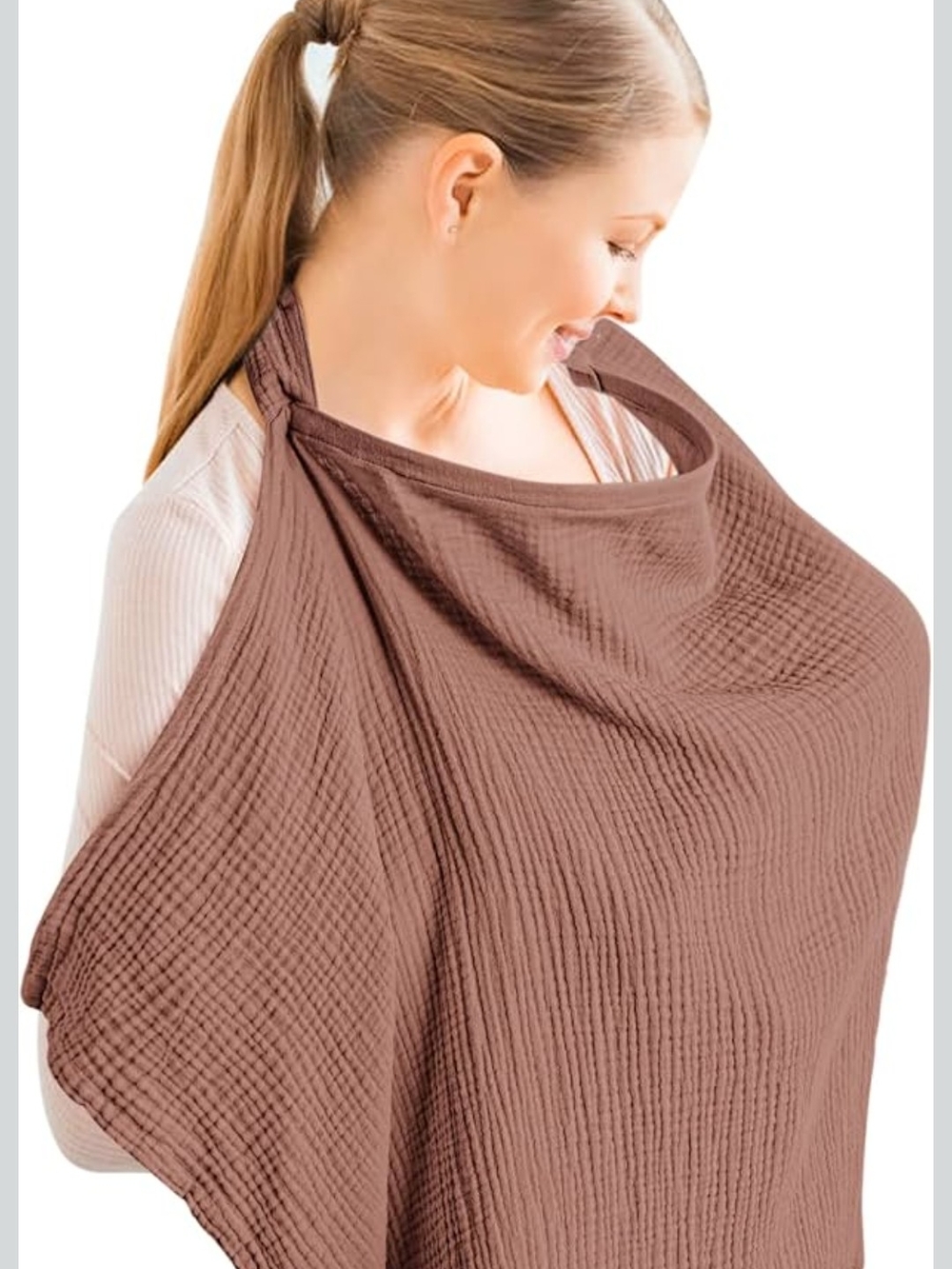 Brown Nursing Cover for Women - Hands-Free Breastfeeding Cover